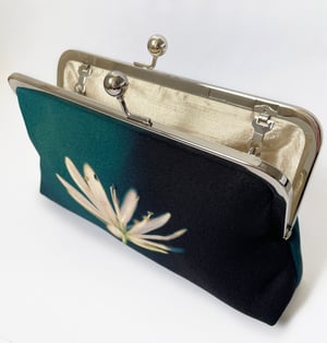 Image of Stitchwort flower, silk clutch bag with optional chain handle