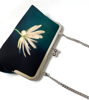 Image of Stitchwort flower, silk clutch bag with optional chain handle