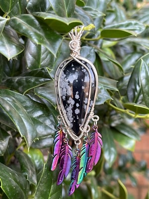 Snowflake Obsidian with Titanium Feathers