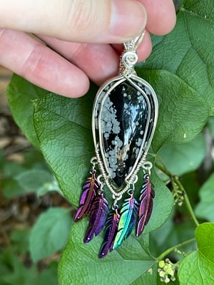 Snowflake Obsidian with Titanium Feathers