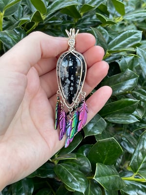 Snowflake Obsidian with Titanium Feathers
