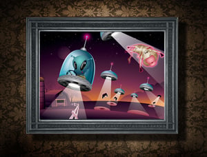 Image of "Midnight Alien Cattle Heist" Print