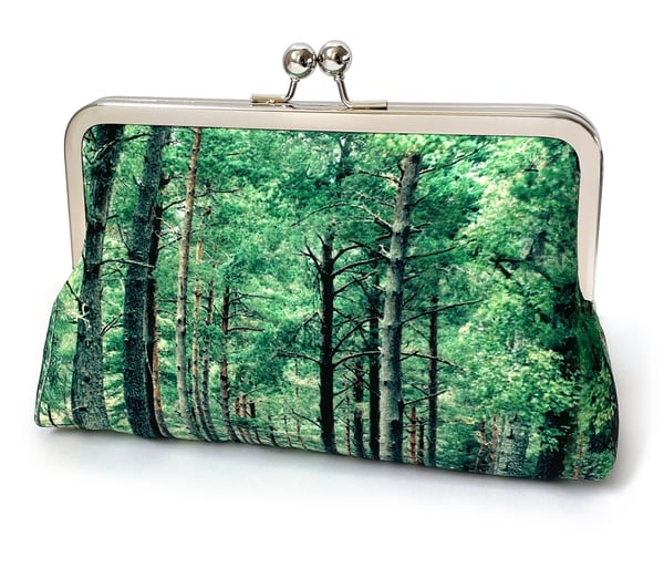 Image of Forest, printed silk clutch bag