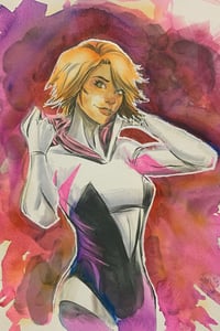 Image 4 of Spider-Gwen Watercolor Commission 11 x14 in