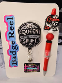 Badge Reel and Beaded Pens