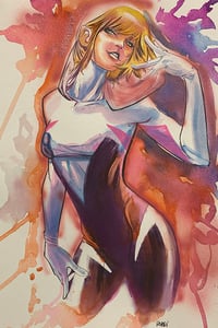 Image 1 of Spider-Gwen Watercolor Commission 11 x17 in