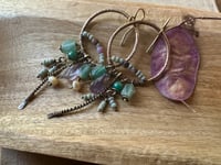 Image 12 of Atlantis . Brass, Roman Glass and Gemstones earrings/ n97