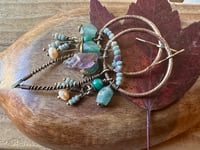 Image 16 of Atlantis . Brass, Roman Glass and Gemstones earrings/ n97