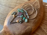 Image 19 of Atlantis . Brass, Roman Glass and Gemstones earrings/ n97