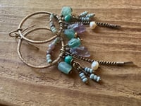 Image 3 of Atlantis . Brass, Roman Glass and Gemstones earrings/ n97