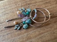 Image 5 of Atlantis . Brass, Roman Glass and Gemstones earrings/ n97