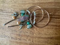 Image 24 of Atlantis . Brass, Roman Glass and Gemstones earrings/ n97