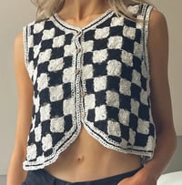 Image 2 of Crochet Vest for Women Black and White