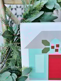 Image 2 of AQUA HOUSE - Christmas - 11" Wood Barn Quilt