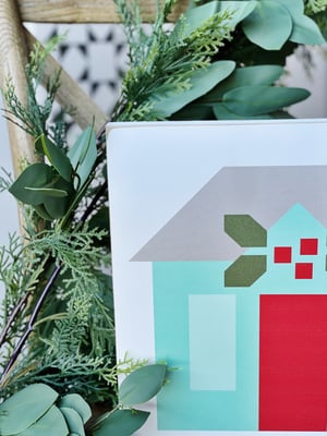 Image of Aqua House - Christmas Barn Quilt