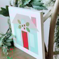 Image 3 of AQUA HOUSE - Christmas - 11" Wood Barn Quilt