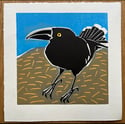 Original Linocut 'Australian Pied Currawong' (4 left)