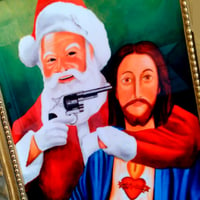 Image 1 of Santa vs Jesus - Special Edition - Framed Metal Print