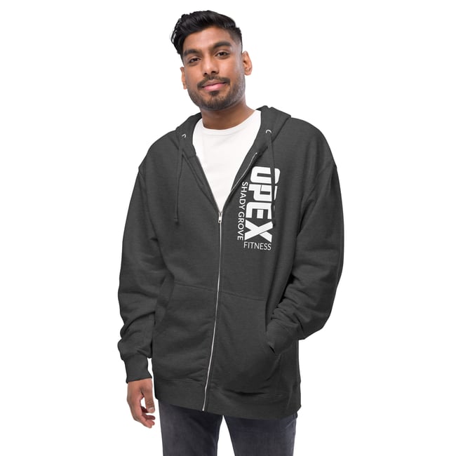 Unisex Fleece Zip Up Hoodie - White Logo