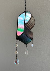 Image 4 of Pretty Lights Inspired Stained Glass PL Block Mobile – Iridescent Black