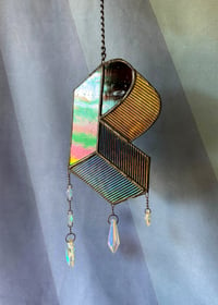 Image 2 of Pretty Lights Inspired Stained Glass PL Block Mobile – Iridescent Black