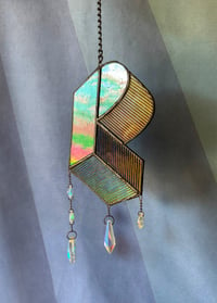 Image 1 of Pretty Lights Inspired Stained Glass PL Block Mobile – Iridescent Black