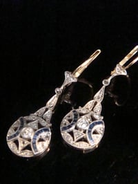 Image 3 of EDWARDIAN 18CT YELLOW GOLD SAPPHIRE OLD CUT & ROSE CUT DIAMOND EARRINGS