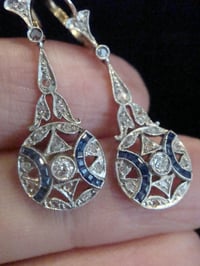 Image 4 of EDWARDIAN 18CT YELLOW GOLD SAPPHIRE OLD CUT & ROSE CUT DIAMOND EARRINGS