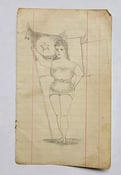 Image of antique 1900s original w.h. wilson pinup USA flag girl tattoo flash 3.5x5