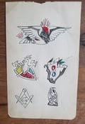 Image of antique 1900s original w.h. wilson eagle fraternal foe ioof fcb tattoo flash 4x6