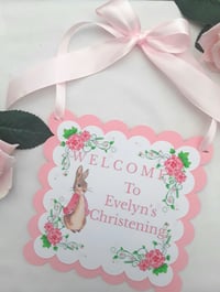 Personalised Flopsy Rabbit Christening Welcome Sign,Peter Rabbit Welcome Sign