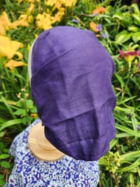 Image 1 of Purple Linen Haircovering with Elastic 