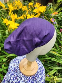 Image 2 of Purple Linen Haircovering with Elastic 