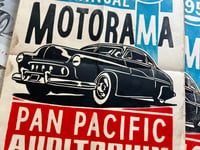 Image 2 of 1951 Motorama Mercury aged Linocut Print (white paper edition) FREE SHIPPING