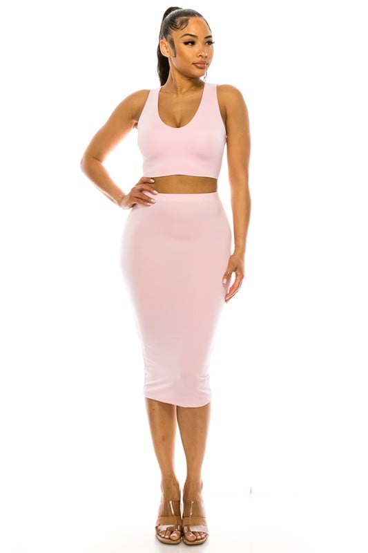 Image of 3PACK PLUS SIZE 2-PIECE SOLID PLUS SIZE SKIRT SET