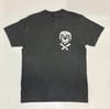 White skulls on vintage black t-shirt 