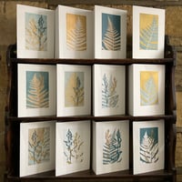 Image 2 of Hand printed cards in turquoise and gold