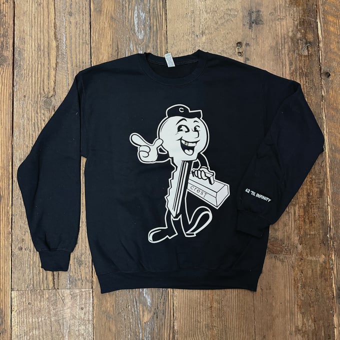 Image of GOLD TOOTH KEY GUY CREWNECK SWEATSHIRT - Black/White