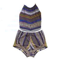 Image 1 of vintage monello sweater set adult L large high neck courtneycourtney halter tie crop top high waist
