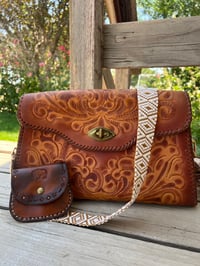 Image 1 of Vintage Tooled Leather Bag
