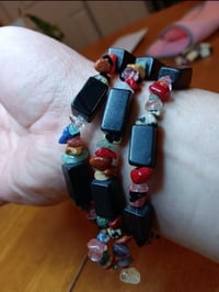 Black Riverstone & crystal bracelets 