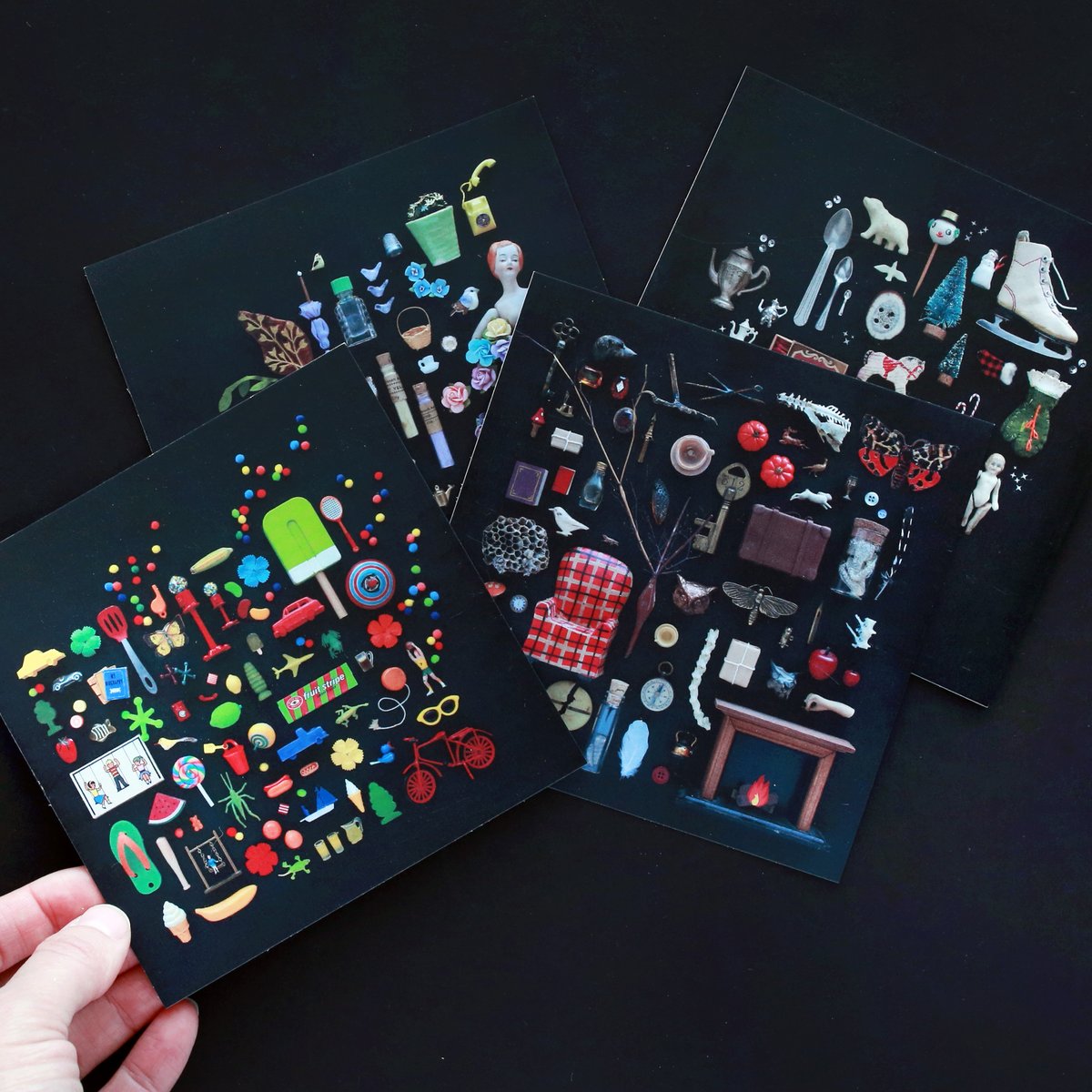 Four seasons postcards stickers prints office of collecting and