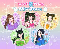 Image 1 of New Jeans anniversary stickers 🩷💛💚💙💜