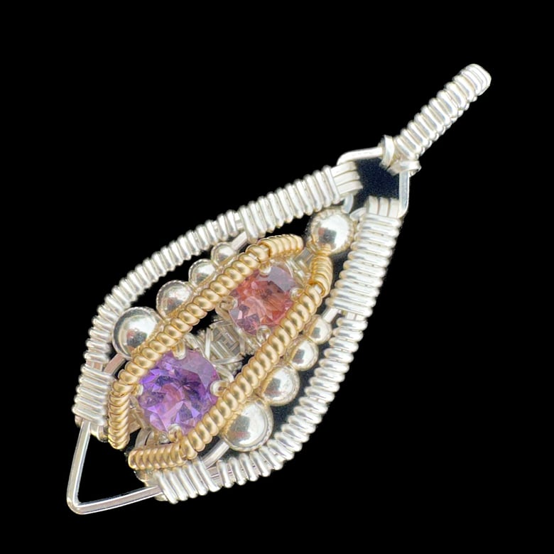 Image of Amethyst and Pink Tourmaline Mini Double Pendant