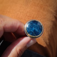 Image 2 of moody blues kyanite and 18k gold and oxidized silver ring