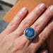 Image of moody blues kyanite and 18k gold and oxidized silver ring