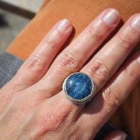 Image 3 of moody blues kyanite and 18k gold and oxidized silver ring