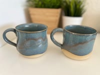 Image 2 of Blue Ceramic Stoneware Mugs 16oz