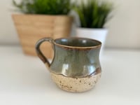 Image 2 of Green, copper brown and beige 16oz ceramic stoneware mug