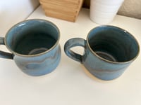 Image 3 of Blue Ceramic Stoneware Mugs 16oz